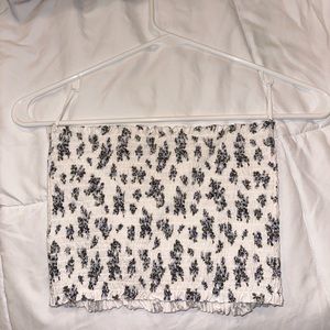 strapless flowery shirt